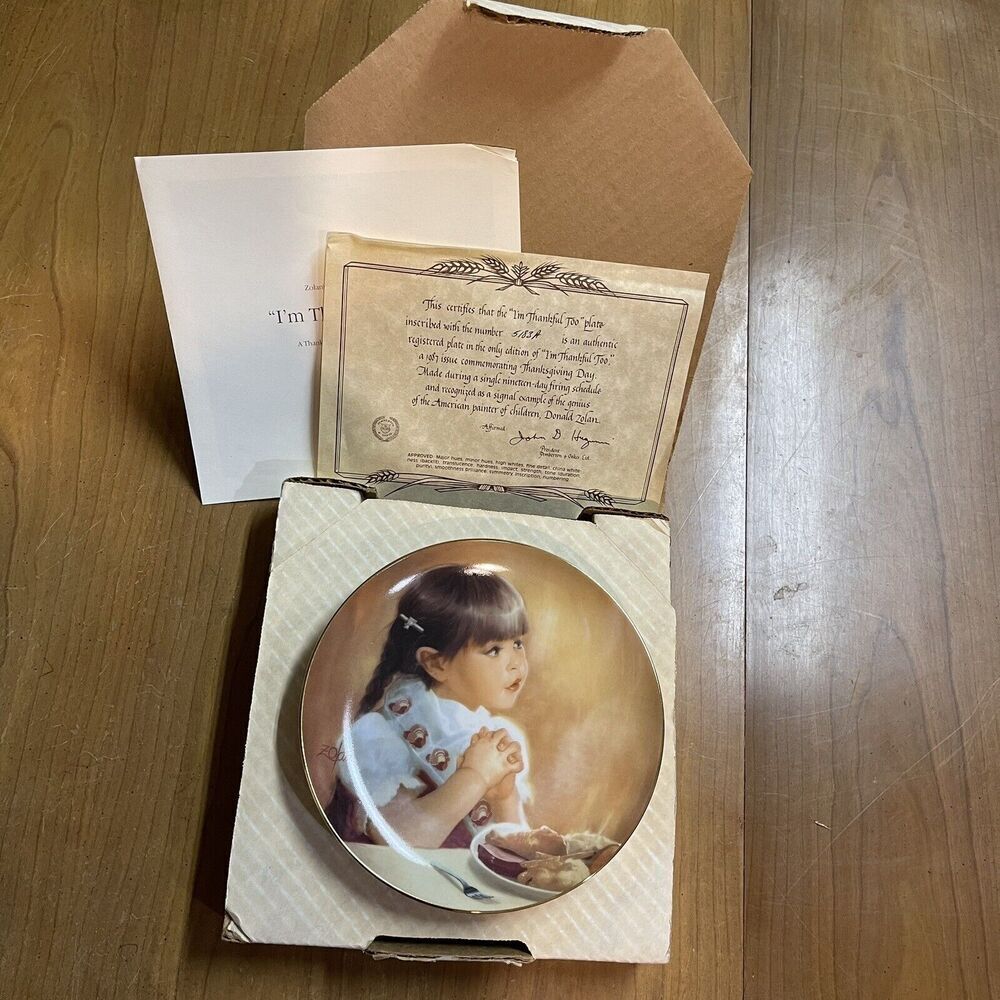 Pemberton & Oakes Donald Zolan "I'm Thankful Too" 7.5" Collectible Plate 1987